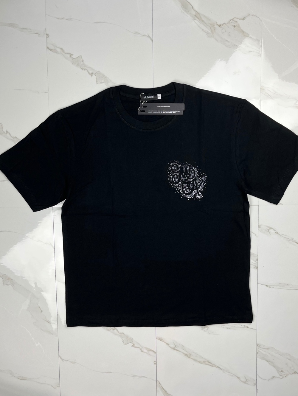 Amiri Black Crystal Logo T-Shirt
